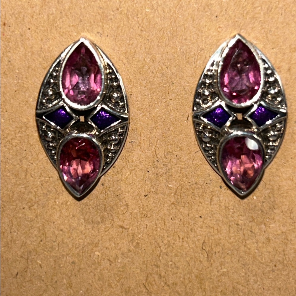 NWOT Nicky Butler Amethyst Pink Topaz Gemstone Earrings